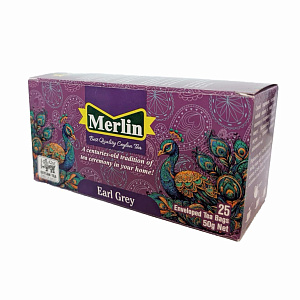 Чай Merlin Цейлонский черный чай с бергамотом, Earl Grey 25 пакетиков 