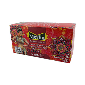 Чай Merlin Цейлонский черный чай, МАСАЛА 25 пакетиков 