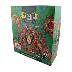 Чай Merlin Цейлонский зеленый чай с жасмином, 100 пакетиков 