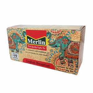 Чай Merlin Цейлонский черный чай, English Breakfast 25 пакетиков 