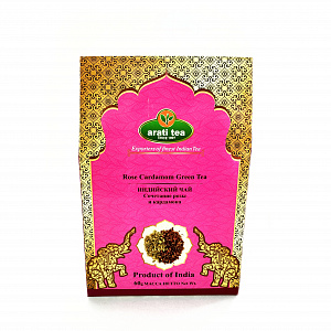 Arati Tea Индийский Чай зеленый роза-кардамон картон 80 гр