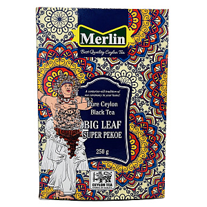 Чай Merlin Цейлонский черный чай SUPER PEKOE, крупнолистовой рассыпной 250г 