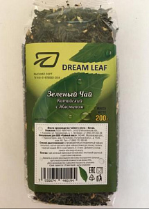 DREAM LEAF Китайский Зеленый Чай, крупнолистовой, с Жасмином 200 г