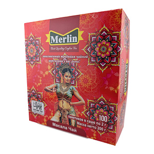 Чай Merlin Цейлонский черный чай, МАСАЛА 100 пакетиков 