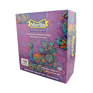 Чай Merlin Цейлонский черный чай с бергамотом, Earl Grey 100 пакетиков 